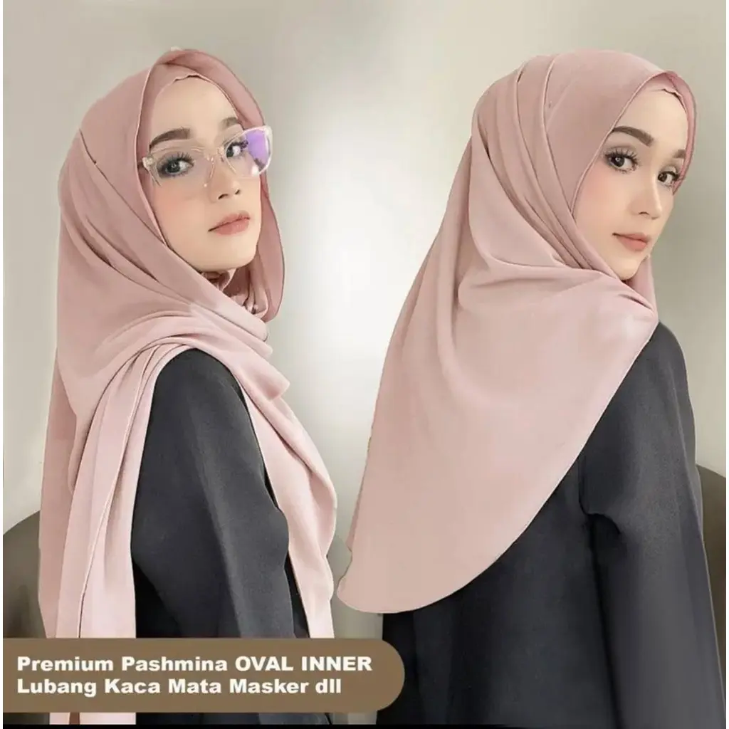Pashmina Instan Royal OVAL INNER variasi Lubang Telinga Terbaru ZHI Hitam Panjang