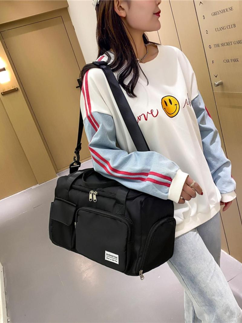 Product Introduction of Large Capacity Multi-pocket Travel Bag, Lightweight Storage Short-distance Sports Fitness Bag, Casual Solid Color Travel Bag for Men & Women 5