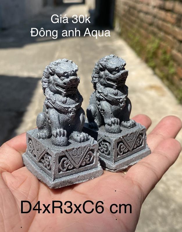 Tiểu cảnh cặp sư tử đá loại to  - phụ kiện trang trí bể cá, thuỷ sinh, non bộ, sân vườn