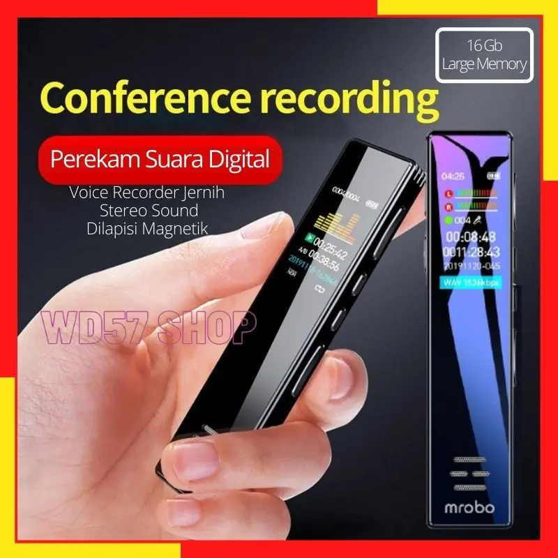 Alat Perekam Suara Voice Audio Recorder Mp3 16 GB Mini Tersembunyi Digital USB Merekam Notulensi Rapat Meeting Yutuber Live Sound Stereo Jernih Mikrofon Sensitif Praktis Portable 0