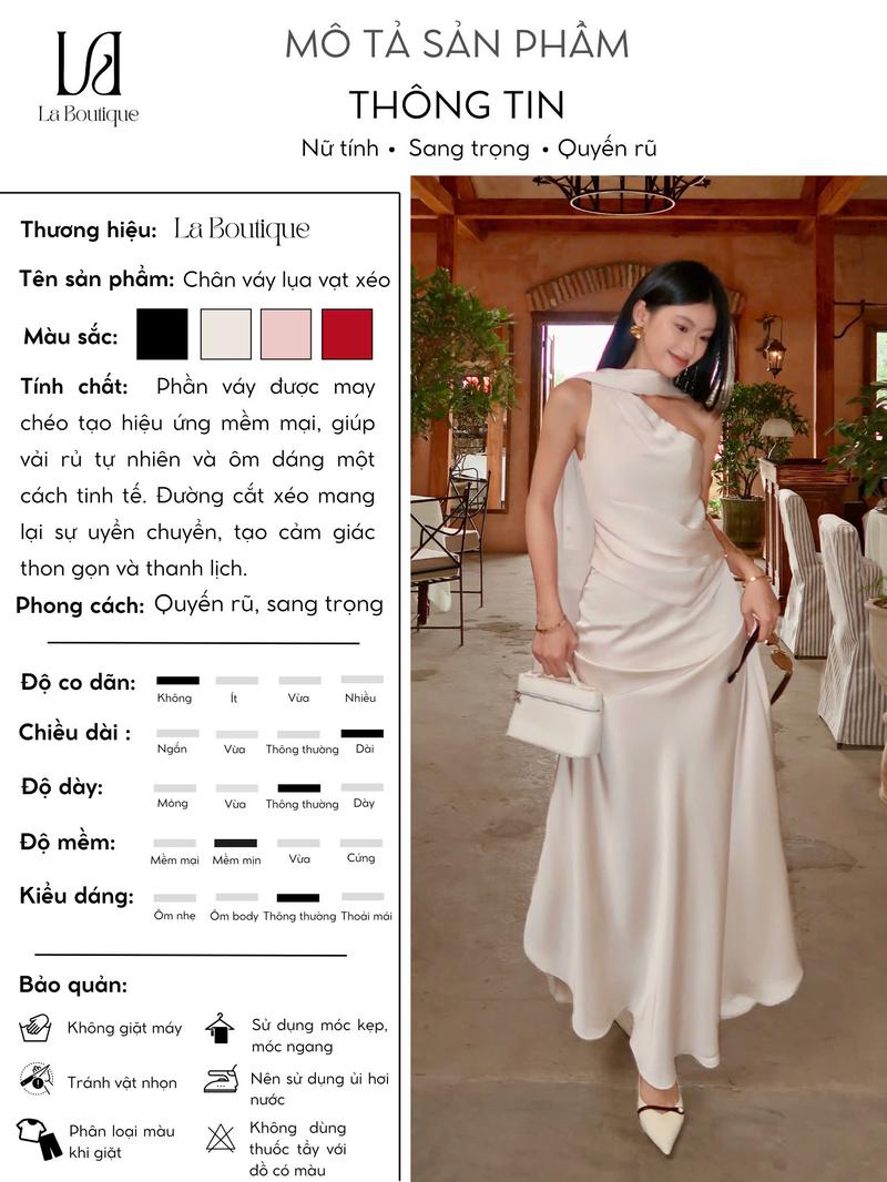 Product Introduction of La Boutique - Chân Váy Vạt Xéo Lụa Đanh Cao Cấp Nữ 2