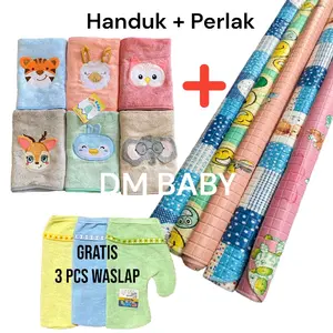 Paket Handuk Bayi + Perlak Gratis Waslap