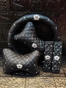 Set Aksesoris Mobil 3 in 1 DAD Mahkota Hitam Kulit Car