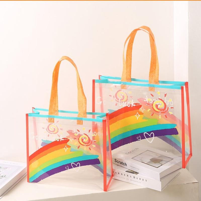 Hot Sale Waterproof Rainbow Shoulder Bag PVC Large Capacity Shopping Tote Bag Handbag Camping 3