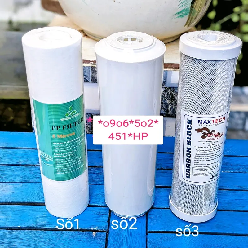 Bộ Lọc Thô Sinh Hoạt 3 cấp 10inch - Loại 3 ly xanh dương nước _ 7