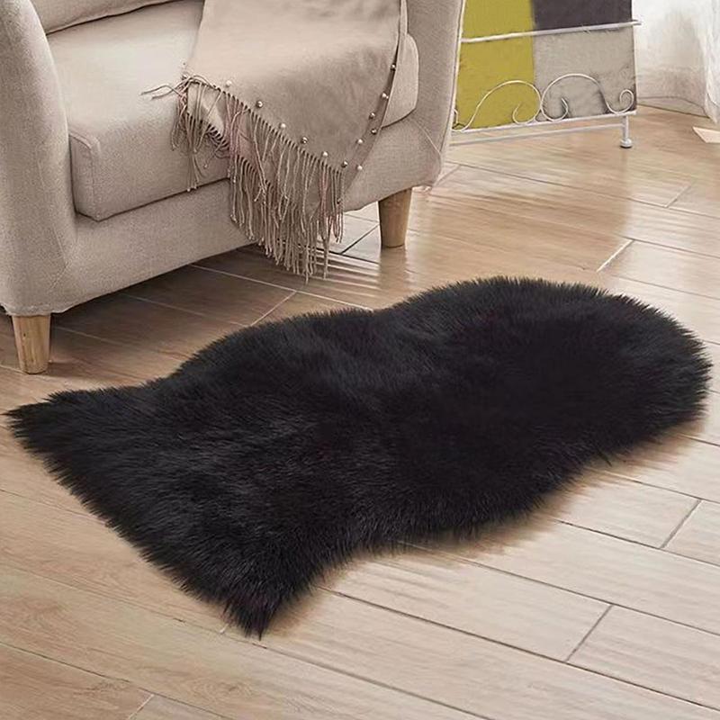 Solid Color Soft Fuzzy Rug, 1 Count Irregular Non-slip Floor Carpet, Faux Fur Cozy & Comfortable Mat For Home Living Room Bedroom Decor 6