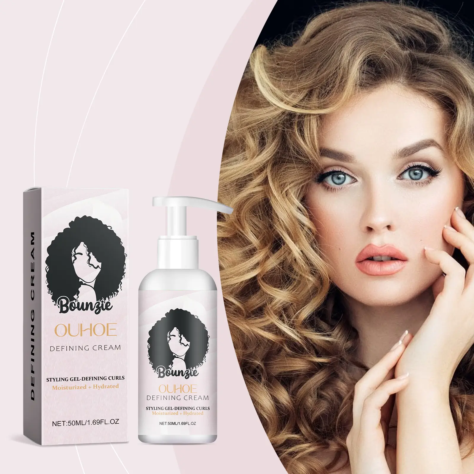OUHOE Curl Styling Cream Rambut Keriting Sehari-hari Hair Cream Anti ...