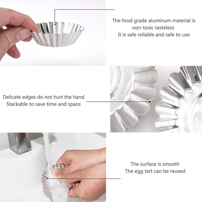 Reusable Stainless Steel Egg Tart Molds, 10pcs Cookie Pudding Jellies Pastry Molds, Baking Accessories for Home Kitchen Dessert Shop Picnic Baking House 8