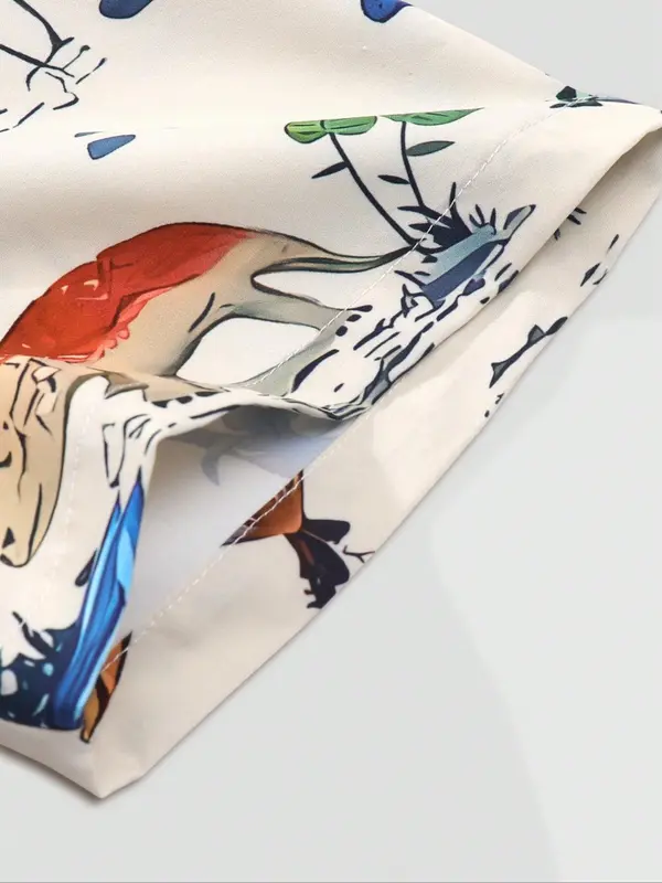 Men's Dinosaur Print Short Sleeve Shirt, Casual Regular Fit Button Up Top for Summer, Men's Clothes for Beach Vacation, Menswear 4