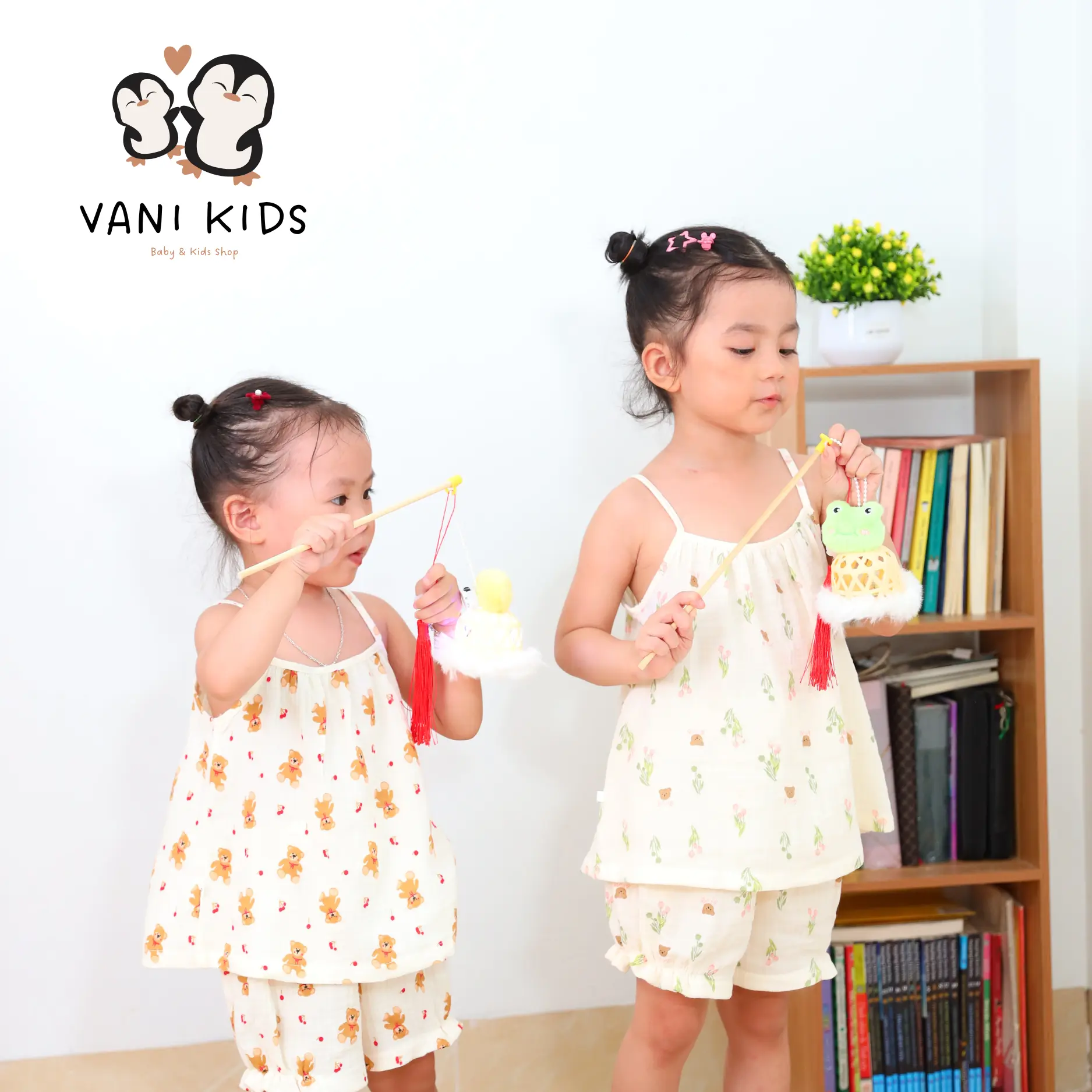 Bộ quần áo bé gái, bộ đồ bé gái 2 dây chất xô muslin cao cấp siêu thoáng mát VANI KIDS Cho Bé