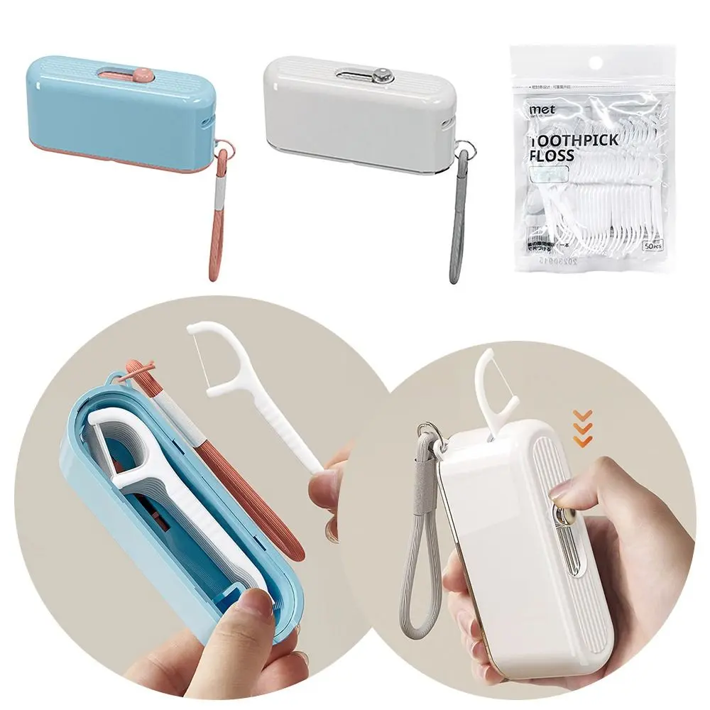 haesdo New Automatic Ejectable Floss Dispenser Oral Care with 10Pcs Floss Floss Organiser Press-on Dental Floss Box