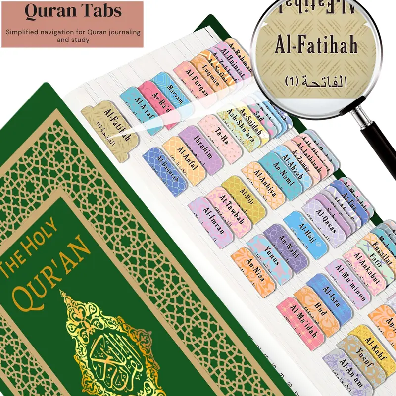 Self-adhesive Quran Tabs, 120pcs/set Tear-resistant Surah Organizer Labels Sticker with Islamic Designs, Quran Study Accessories & Islamic Gifts 7