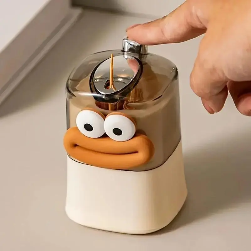 Creative Toothpick Holder Dispenser, 1 Count Cute Cartoon Toothpicks Container, Pop-Up Automatic Toothpick Dispenser for Kitchen Restaurant, Bottles 2