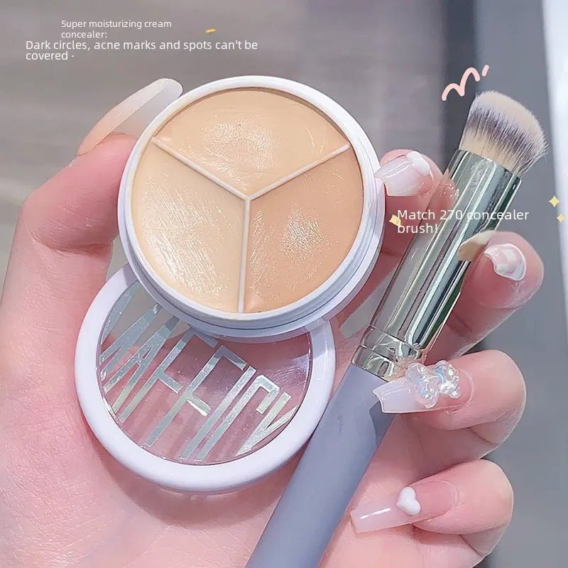 Maffick Three-Color Concealer Cover Fleck Acne Marks Fade Scar Dark Circles Tear Groove Repair Foundation Cream Makeup Cosmetic