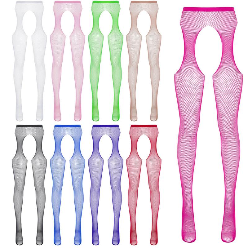 Alvivi Women See Through Stretchy Crotchless Suspender Pantyhose Fishnet Mid Waist Hollow Out Tights 1