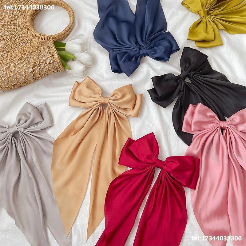 Korea Big Bow Floral Long Ribbon Hairpin Headband Back Head Hair Clip Women Fashion Hair Accessories 4