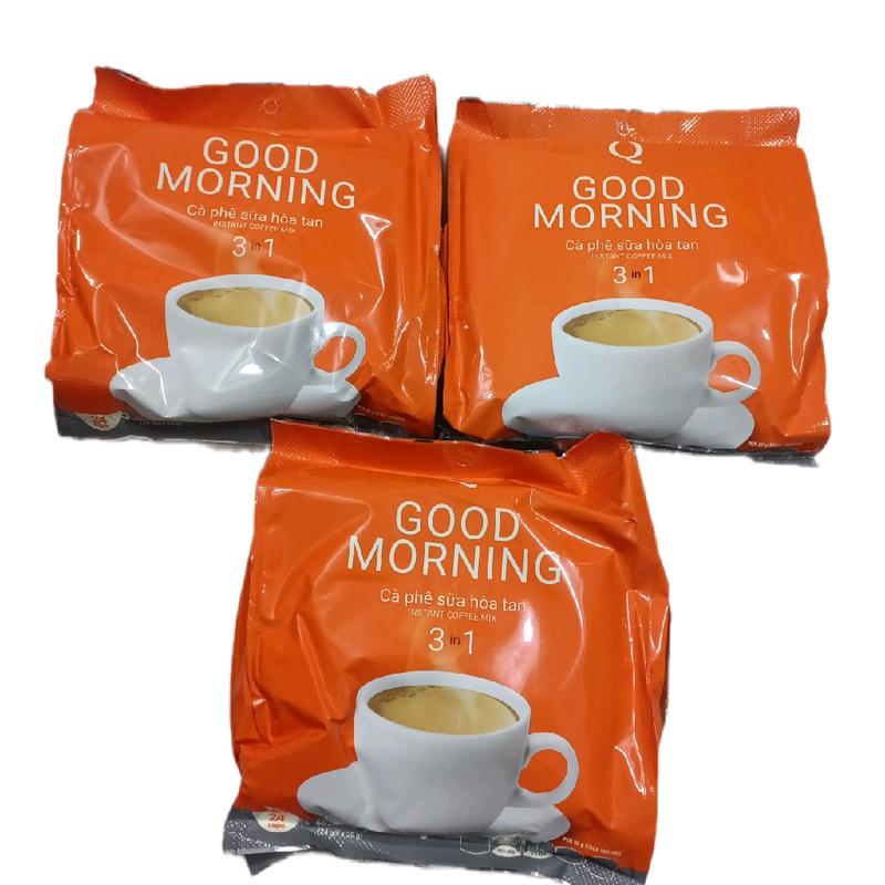 Cà phê good Morning bịch 480g×24gói Cafe Coffee date 2026 bấm ống trần quang