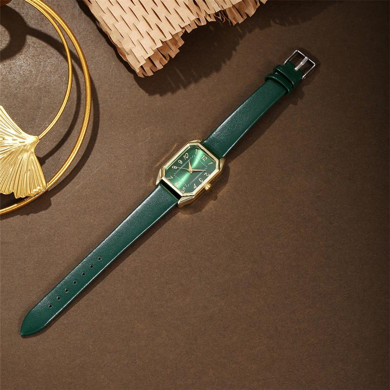 Product Introduction of Đồng Hồ Nữ, Da Hợp Xu hướng Đồng Hồ Thạch Anh Vuông, Bộ 5 Món, Bao Gồm Vòng Cổ, Hoa Tai Và Nhẫn, Bán Chạy, Hàng Mới Về Women Watch 13