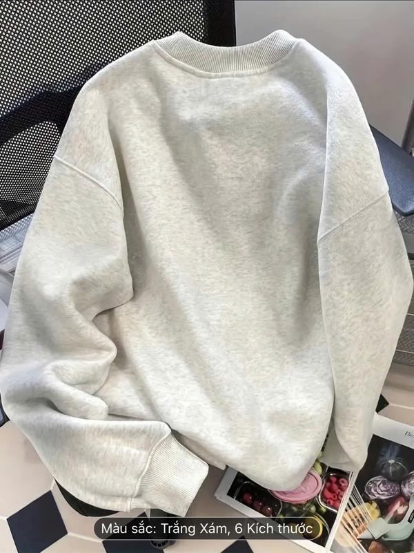 Áo Nỉ Sweater In Chữ DNUIOM Dáng Rộng Unisex Nam Nữ Vải Nỉ Bông Cao Cấp Dày Dặn Không Xù Lông Mẫu Mới 2024 áo  sweater 3