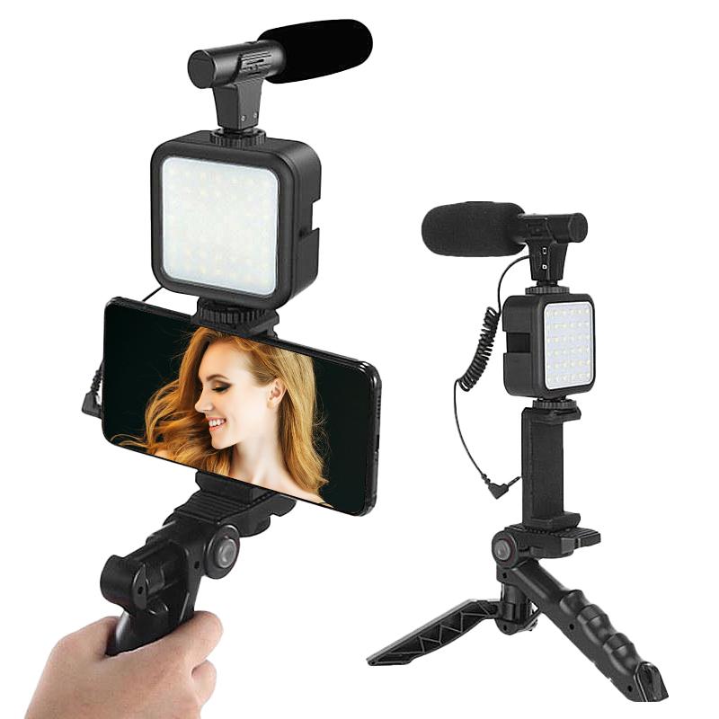 Bộ Vlog Cầm Tay Thiết Bị Làm Video, Có Tripod, Dành Cho Máy Ảnh SLR, Điện Thoại Thông Minh iPhone Và Android, Thích Hợp Để Chụp Ảnh Tiktok Và Youtube