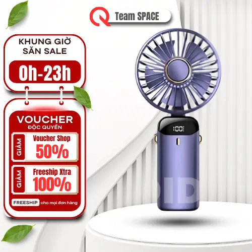 [HÀNG XẢ] Quạt Mini Cầm Tay Tích Điện , 5 Chế Độ Gió, Màn Hình Led Hiển Thị Phần Trăm Pin, Pin Siêu Khủng Siêu Trâu ,Mẫu Quạt Hot Trend Hiện Đại Tiện Lợi