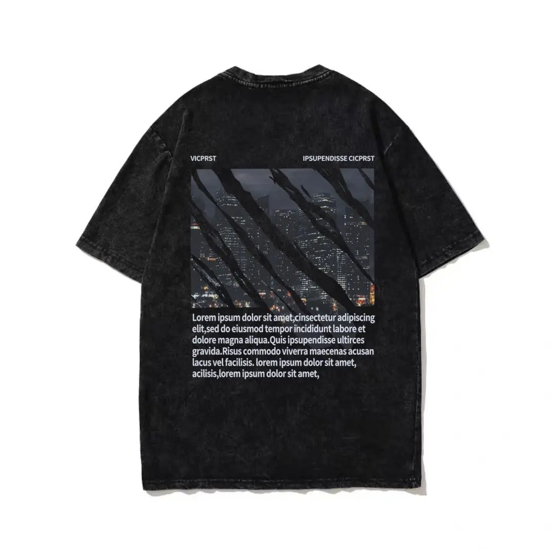 High-end Clothing Men and Women Short Sleeve American High Street Trendy Brand Short Sleeve T-shirt Men Summer Retro Trendy Casual Washed Vintage Half Sleeve Niche Cool T-shirt