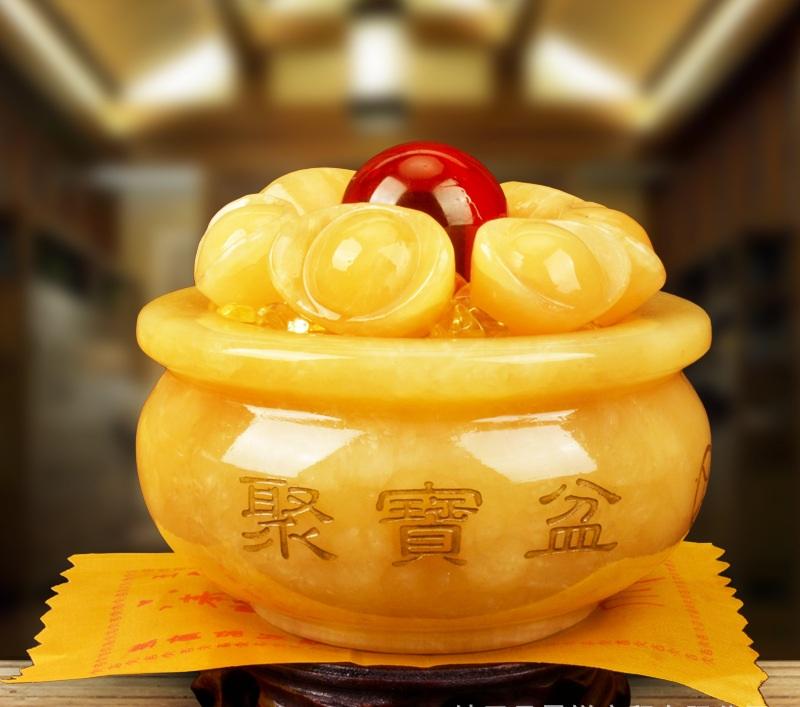    Hàng Như Hình   Bát Tụ Bảo   Tụ Bảo Bồn   Đá Ngọc Hoàng Long kích thước 10 cm To quả cầu để trên túi  thần tài may mắn 