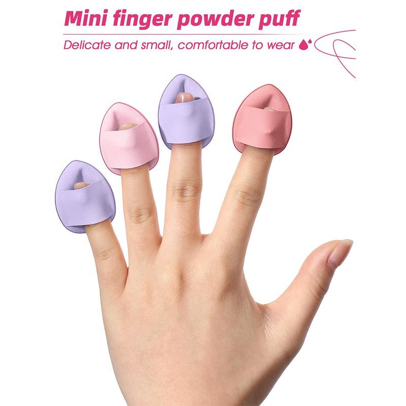 15pcs Mini Makeup Sponges & 15pcs Thumb Powder Puffes, Soft Makeup Puffs for Contour Blending & Facial Detailing, Versatile Face Makeup Tool Set with Storage Case 8