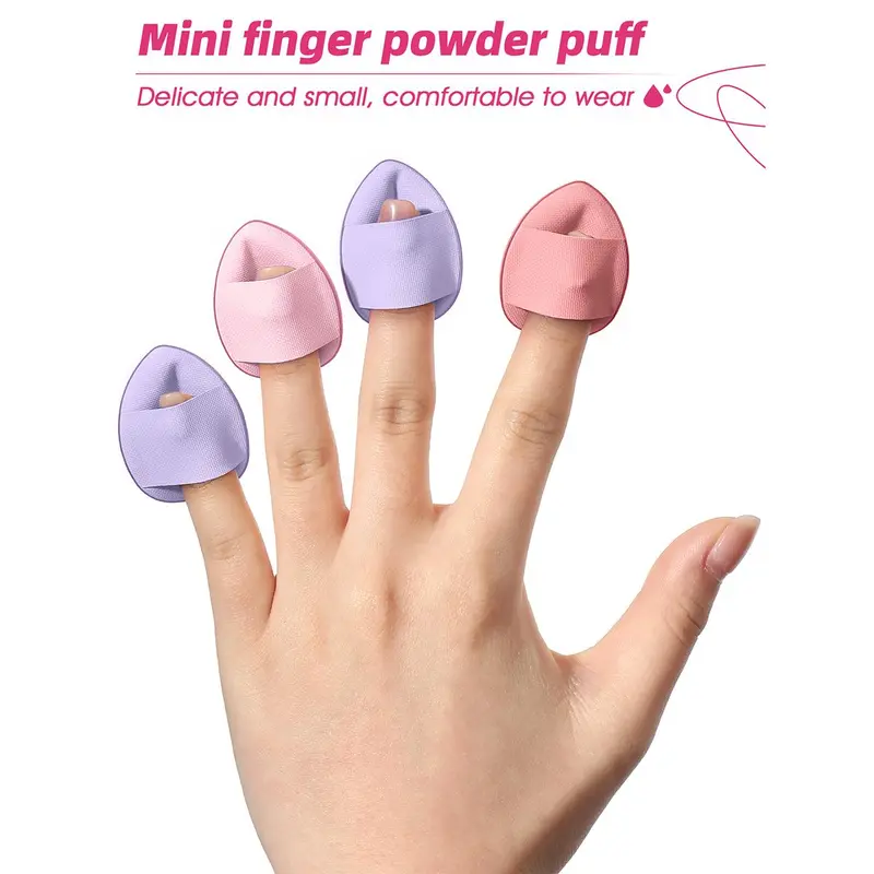 15pcs Mini Makeup Sponges & 15pcs Thumb Powder Puffes, Soft Makeup Puffs for Contour Blending & Facial Detailing, Versatile Face Makeup Tool Set with Storage Case 8
