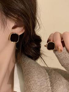 Arete de botón vintage de forma cuadrada, Joyería de moda para mujer, Decoración para ropa diaria, Joyería versátil y exquisita para regalo de cumpleaños