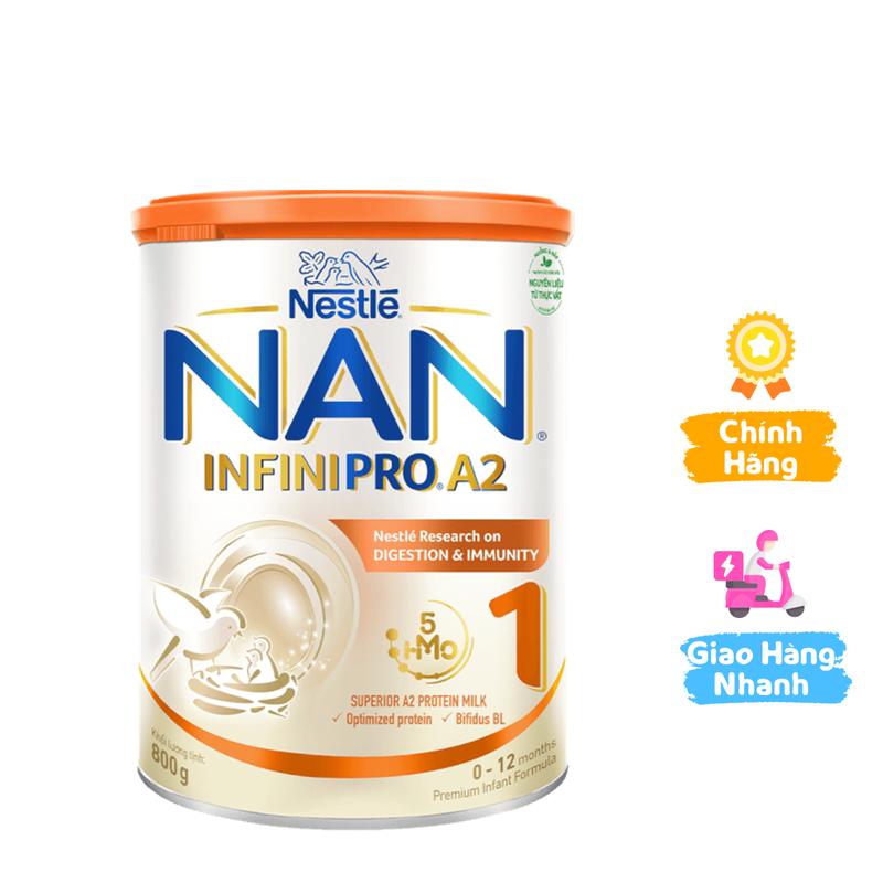 Sữa Nan A2 InfiniPro số 1 kết hợp sữa đạm A2, phức hợp 5HM-O dành cho bé từ 0-1 tuổi,  800g