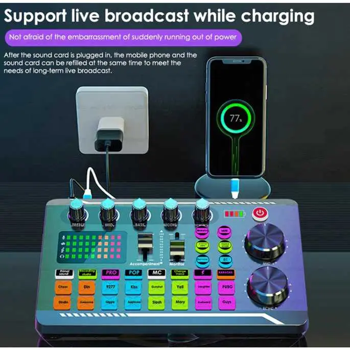 TaffSTUDIO Pro Audio Interface Bluetooth Mixer Sound Card F998 Live Broadcast Karaoke - F998 4