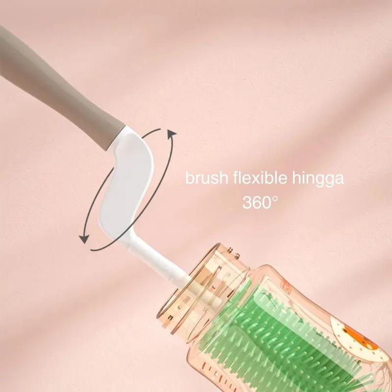 Sikat Botol Bayi Bottle Brush Set / Sikat Botol Bayi Dengan Rak 5in1 Biru Green Pink 1