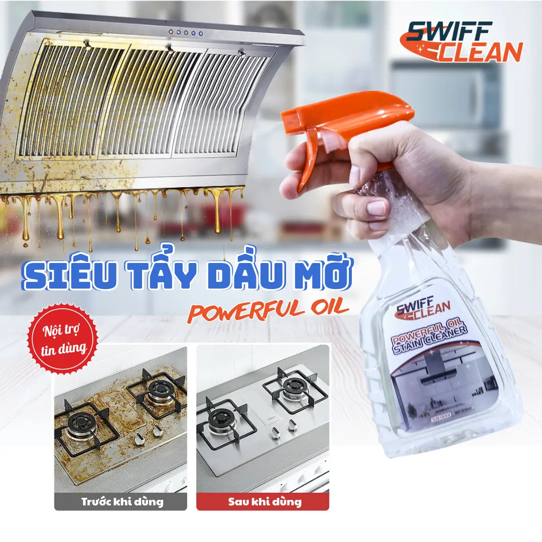 SWIFFCLEAN Nước Lau Bếp Tẩy Rửa Đa Năng Tẩy Dầu Mỡ Nhà Bếp 500ml