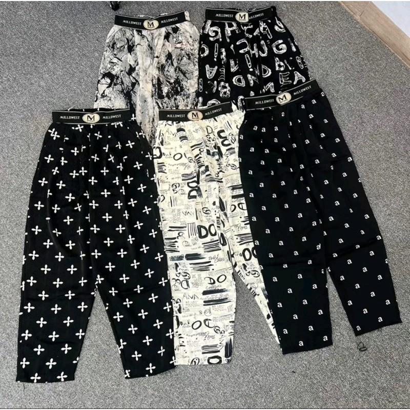 Quần baggy lụa cạp chữ cao cấp mềm mát có túi Nữ Women - Pants 05