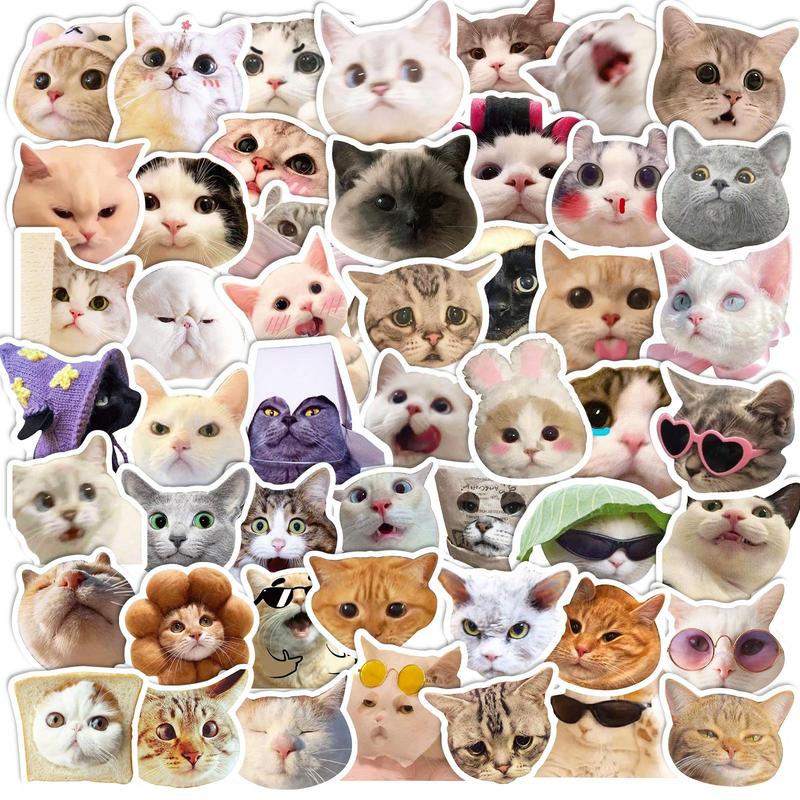 50 Pcs Cute Cat Pattern Stickers, Waterproof Decoration Stickers for Kids Teens, Funny Stickers Decals for Cat Lovers Laptop Water Bottle Scrapbook 0