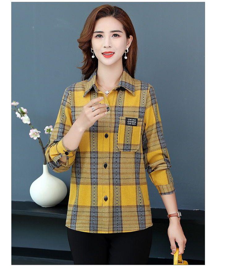 Product Introduction of Áo Sơ Mi Kẻ Sọc, Thời Trang Của Mẹ, Dáng Rộng Rãi Và Bó Sát, Dành Cho Phụ Nữ, Phong Cách Hàn Quốc, Áo Mặc Bên Ngoài Dễ Phối Đồ Thích Hợp Cho Phụ Nữ Trung Niên Top Women 11