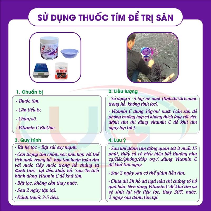 Thuốc tím Uông Gia  [ 100 Gam ] cho cá - Giải pháp sức khỏe và xử lý hồ cá, liều dùng 3g/m3 4
