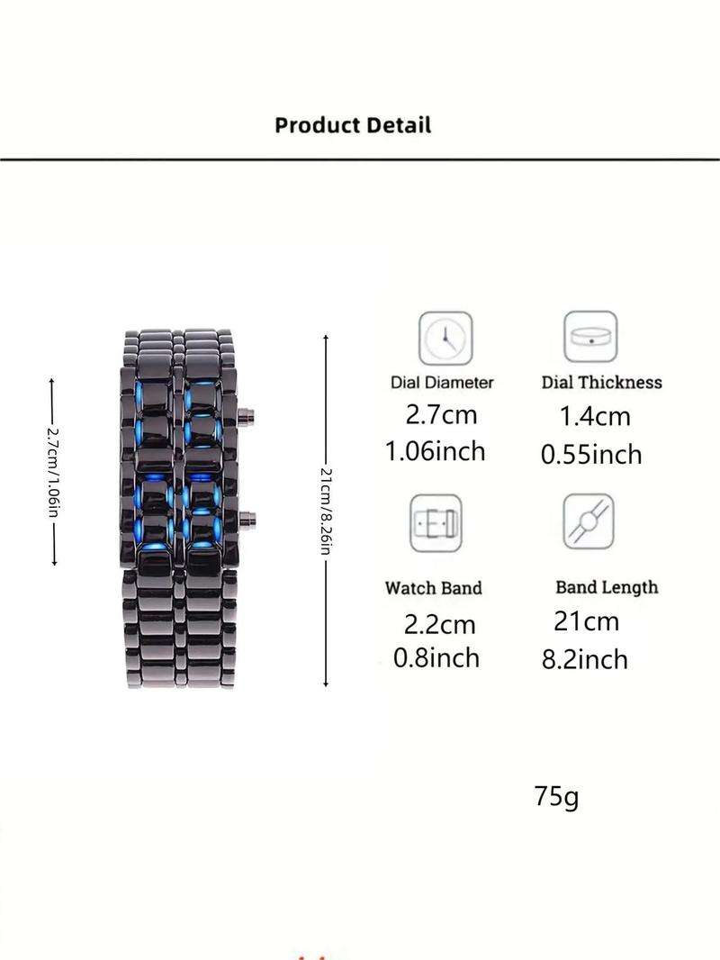 Product Introduction of Men's Punk LED Digital Watch, Street Trend Novelty Wristwatch with LED Light, Chic Watch As Gift for Boyfriend Gift without Box 9