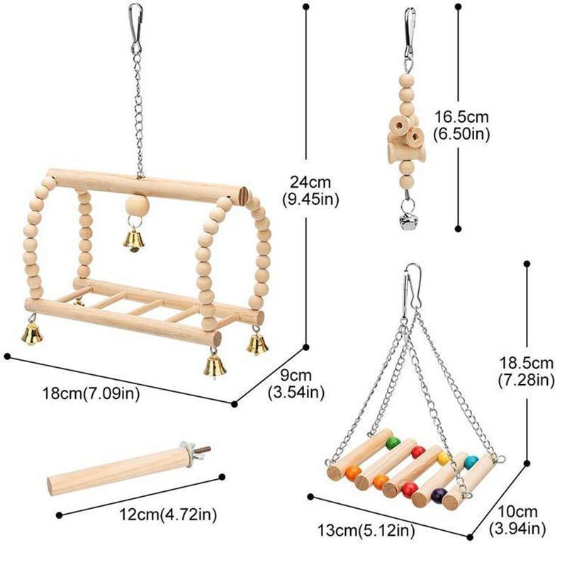 Product Introduction of Parrot chewing toys Small and medium-sized bird toys Log swing rings Bell string 17