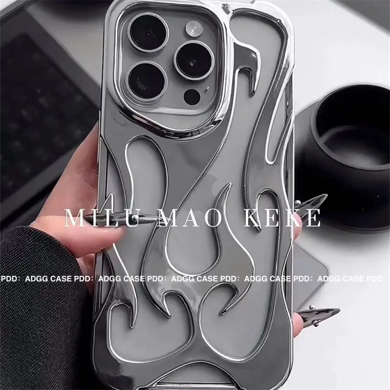 Ốp Bảo Vệ Mạ Điện Mạ Điện Họa Tiết Hình Đặc Biệt Khoét Lỗ Đơn Giản Cho Iphone15Promax Apple 14 Mới 13 12 / 11 hợp xu hướng