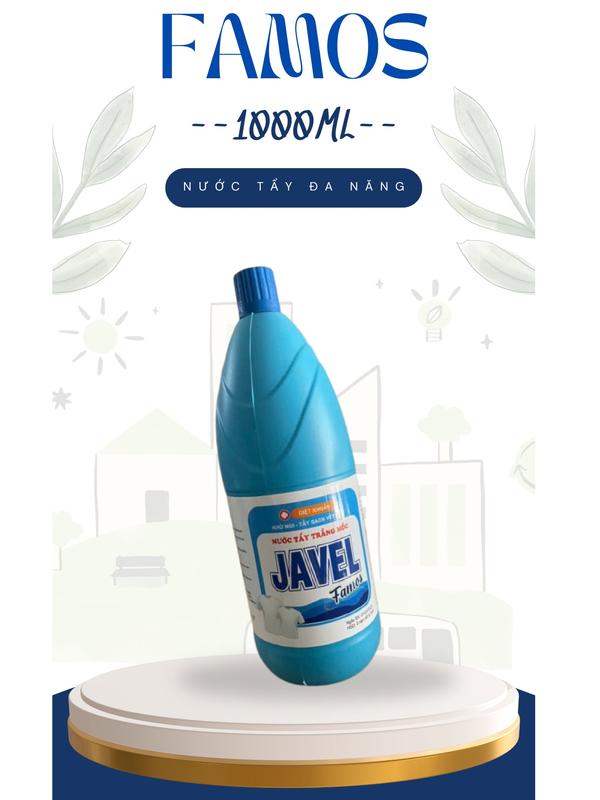 Nước tẩy Javel chai 1000ml - Làm sạch trắng quần áo drap giường chăn mền gốm sứ nhựa bồn tắm bồn cầu sàn nhà khử mùi diệt khuẩn làm sạch hiệu quả