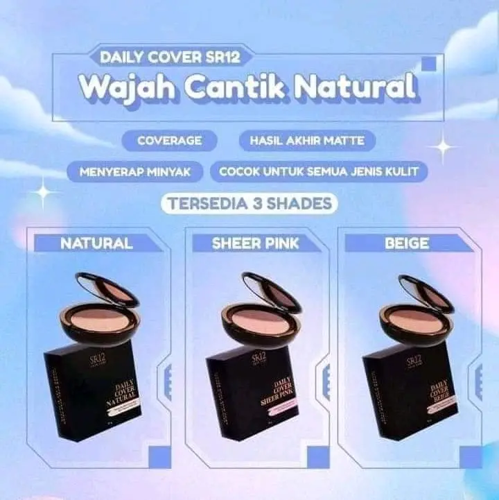 Bedak daily sr12 Anti luntur semakin berkeringat semakin glowing Compact Powder 3