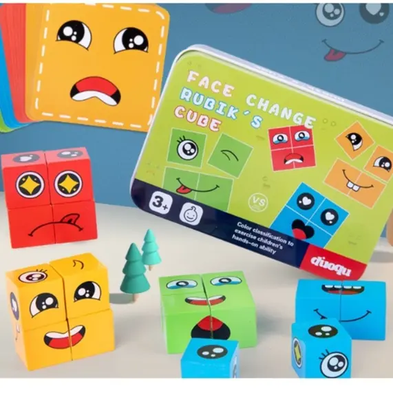 Mainan Edukasi FACE CHANGE RUBIK'S CUBE (TANPA BELL) / Mainan Ekspresi Anak / Face Changing Cube 0