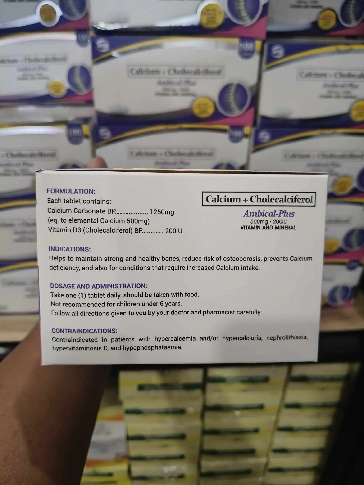 AMBICAL-PLUS Calcium + Cholecalciferol 500mg/200IU Vitamin And Mineral ...
