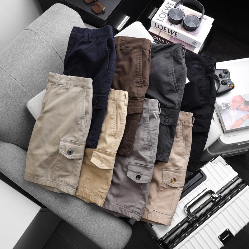 Quần short nam kaki lưng thun túi hộp chất liệu mềm mịn, dày dặn nhiều màu có màu họa tiết Menswear Quần Lửng Kem Có Túi