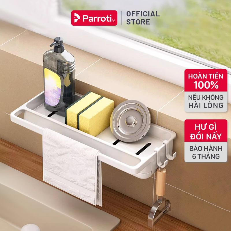 Giỏ Đựng Đồ Rửa Chén Nhà Bếp Cao Cấp Khay Đựng Miếng Rửa Bát Có Khay Chứa Nước Kitchen - Parroti Tidy - TD31