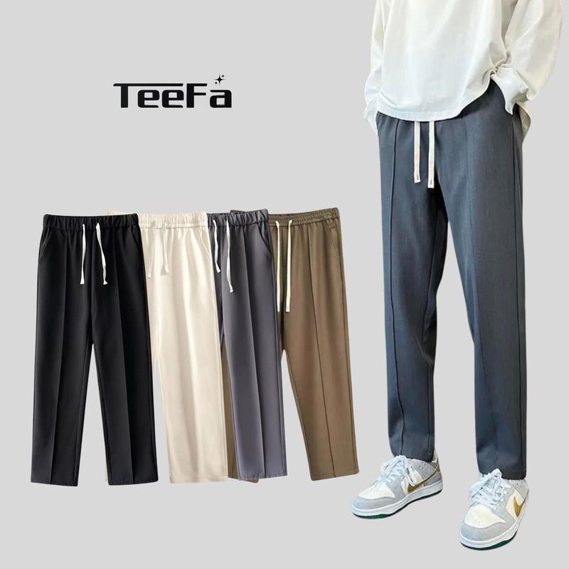 [Mẫu mới 2024] Quần âu nam cạp chun dáng Suông, Âu Chun co giãn thoải mái, chất vải Tuyết Hàn Menswear Pants Có Túi Cargo Màu Đen