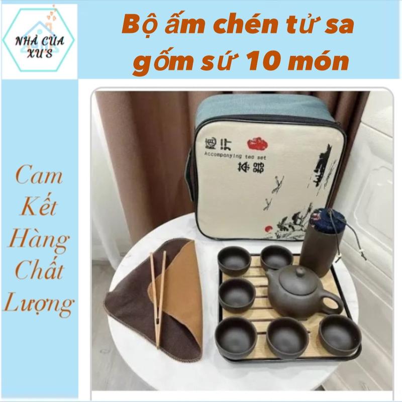  Bộ Ấm Chén Tử Sa Du Lịch Bộ Bình Trà Gốm Sứ 10 Món Tặng Kèm Túi Khăn Lau Cao Cấp  anthudogiadung89  bộ  bếp đun nước pha ấm  chén bộ  ấm 