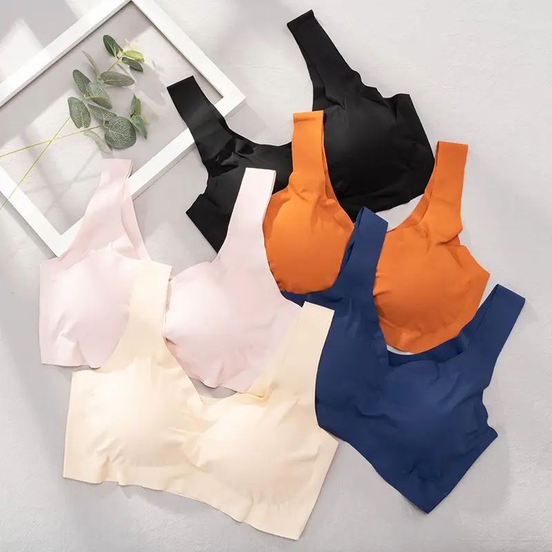 Áo Ngực Lụa Lạnh Áo Ngực Vest Không Đường May, Dành Cho Phụ Nữ, Đồ Lót Đẩy Lên, Đồ Lót, Áo Ngủ, Áo Ngực Có Đệm, Soutien Gorge, Áo Ngực Nịt Ngực, Áo Ngực Nữ